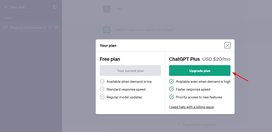 Chat GPT Plus Upgrade Plan